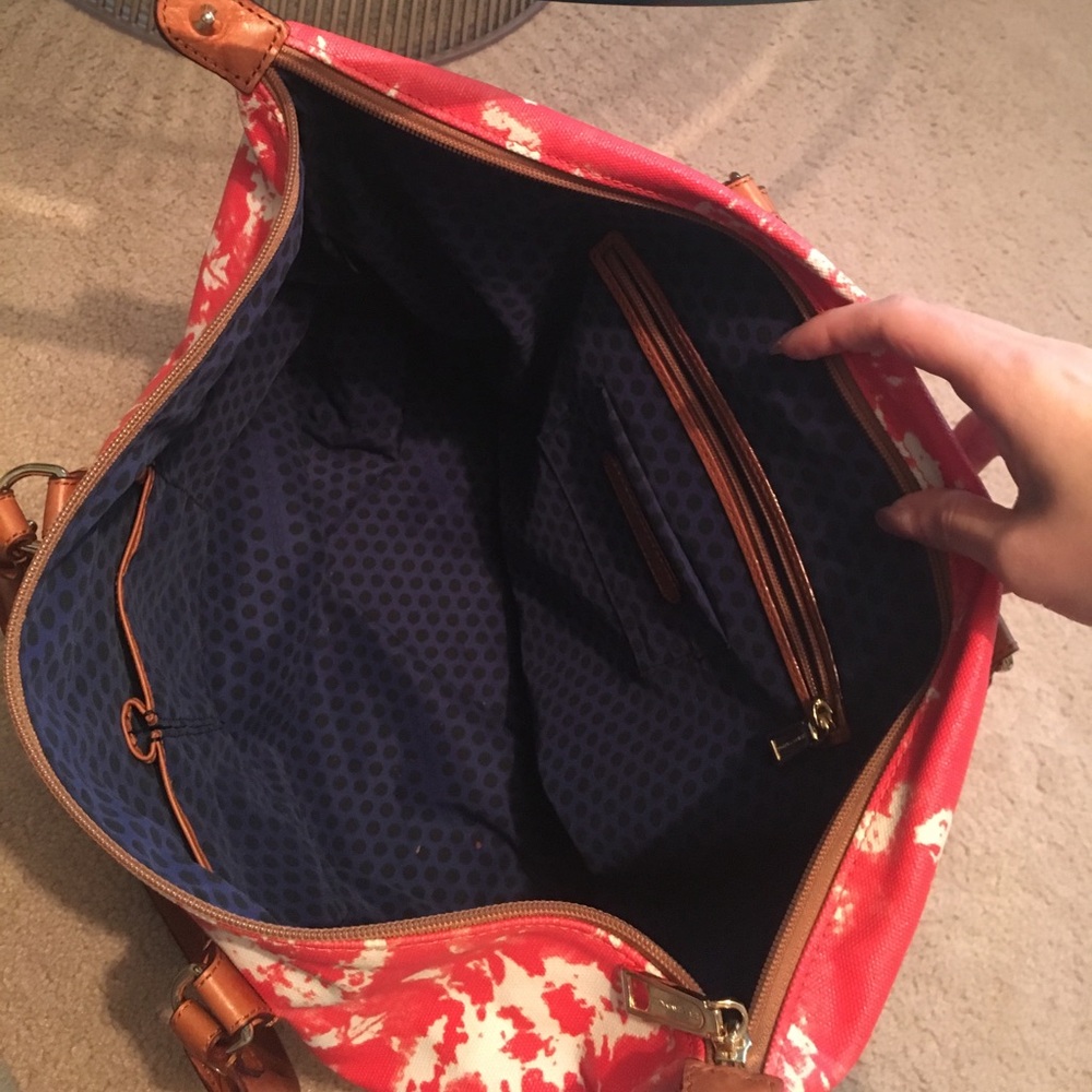 Rebecca Minkoff Red and White Tie-Dye Canvas Tote with Brown Trim - EUC - Picture 4 of 4